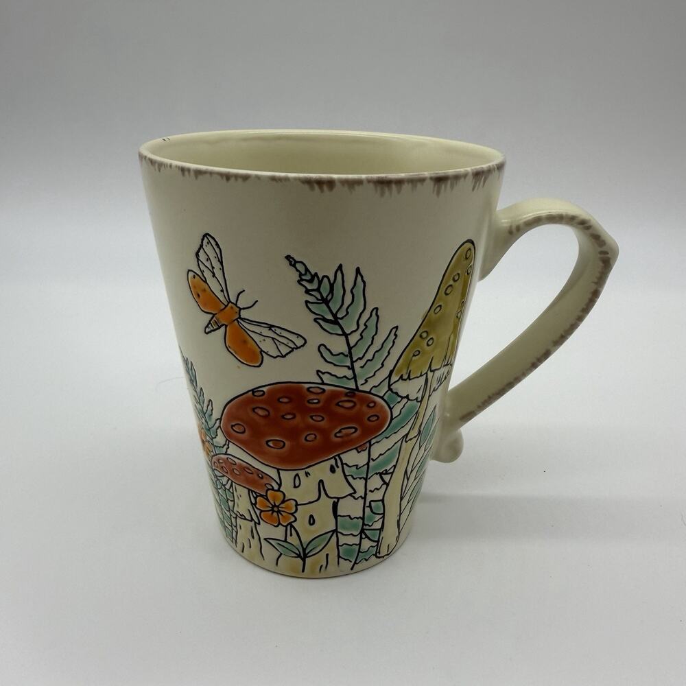 Spectrum Designz Mushroom Coffee Mug 17oz Stoneware Boho Butterfly Whimsical